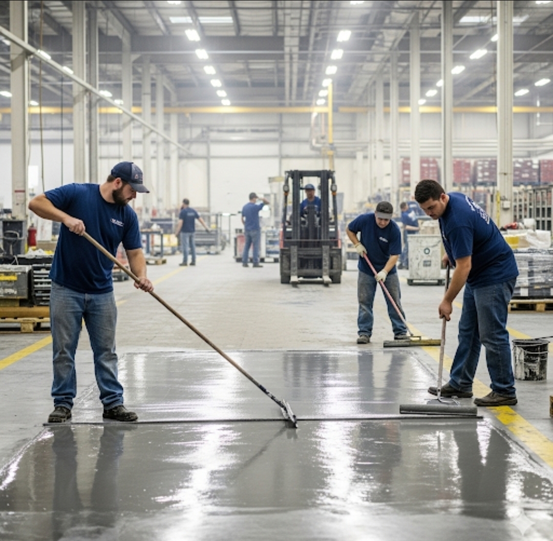 Epoxy lantai biru untuk gudang logistik dan warehouse